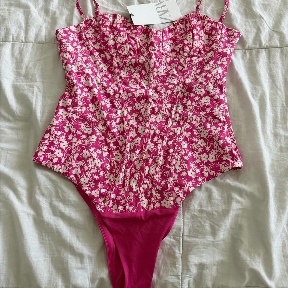 NWT Zara Floral Corset Style Bodysuit
